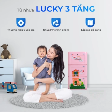 Tủ nhựa Lucky 3 tầng QUI PHÚC - Nhỏ gọn, tiện lợi, dễ lắp ráp, phù hợp mọi không gian - Giá 468.219 VND 3