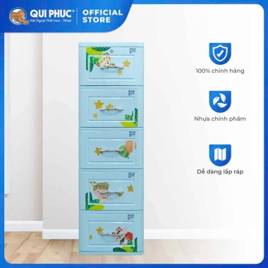 Tủ nhựa Lucky 5 tầng QUI PHÚC HỎA TỐC, tiện lợi, chắc chắn, lắp ráp nhanh cho bé