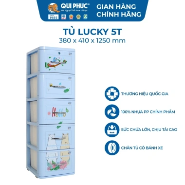 Tủ nhựa Lucky 5 tầng QUI PHÚC HỎA TỐC, tiện lợi, chắc chắn, lắp ráp nhanh cho bé