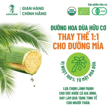 Túi 1Kg Đường Hoa Dừa Organic Sokfarm – Vị ngọt thanh, chỉ số đường thấp, hấp thụ chậm, chỉ 145,000₫ 4 Túi 1Kg Đường Hoa Dừa Organic Sokfarm – Vị ngọt thanh, chỉ số đường thấp, hấp thụ chậm, chỉ 145,000₫ 4