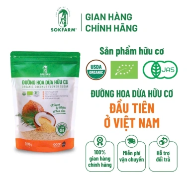 Túi 1Kg Đường Hoa Dừa Organic Sokfarm – Vị ngọt thanh, chỉ số đường thấp, hấp thụ chậm, chỉ 145,000₫
