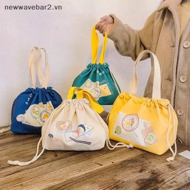 Túi Bento đựng đồ ăn trưa dây rút vải dung tích lớn, cổ điển, cầm tay thời trang và Quà tặng sáng tạo