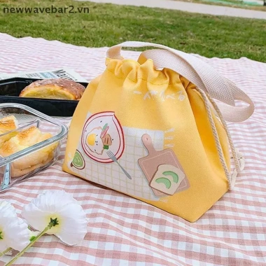 Túi Bento đựng đồ ăn trưa dây rút vải dung tích lớn, cổ điển, cầm tay thời trang và Quà tặng sáng tạo