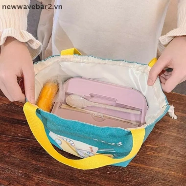 Túi Bento đựng đồ ăn trưa dây rút vải dung tích lớn, cổ điển, cầm tay thời trang và Quà tặng sáng tạo
