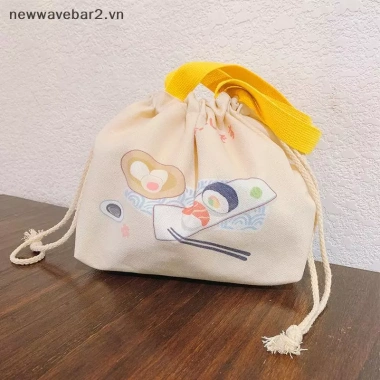 Túi Bento đựng đồ ăn trưa dây rút vải dung tích lớn, cổ điển, cầm tay thời trang và Quà tặng sáng tạo