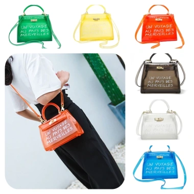Túi đeo vai nhựa PVC màu kẹo trong suốt size M - Túi thạch chéo cho nữ
