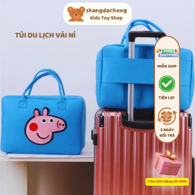 Túi du lịch vải nỉ nhẹ mềm mại, họa tiết hoạt hình dễ thương, kích thước lớn cho nữ