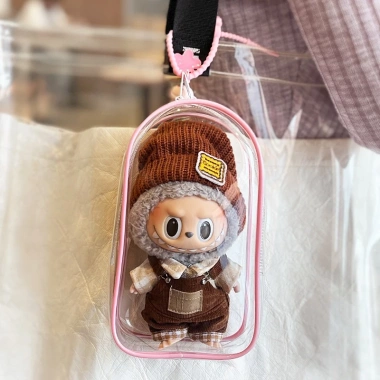 Túi đựng búp bê Labubu trong suốt viền PVC 15‑19cm, chống bụi, chống nước, giá 44.000₫