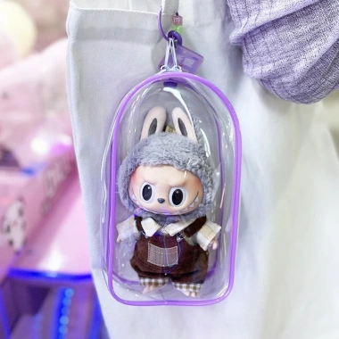 Túi đựng búp bê Labubu trong suốt viền PVC 15‑19cm, chống bụi, chống nước, giá 44.000₫
