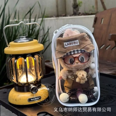 Túi đựng búp bê Labubu trong suốt viền PVC 15‑19cm, chống bụi, chống nước, giá 44.000₫