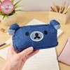 Túi Đựng Bút Denim Gấu Dễ Thương - Túi Trang Điểm Cô Gái, Quà Tặng, Dung Tích Lớn