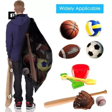 Túi lưới đựng bóng đá và bóng rổ cực lớn, dây rút, zipper, tiện tập, giá 75.400₫