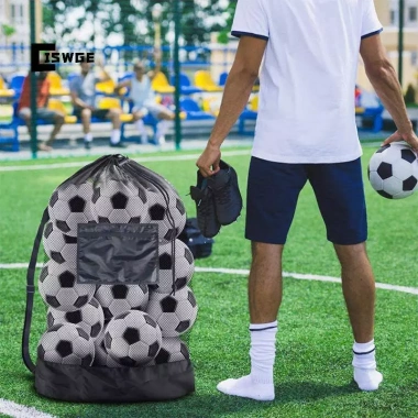Túi lưới đựng bóng đá và bóng rổ cực lớn, dây rút, zipper, tiện tập, giá 75.400₫