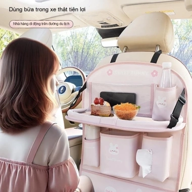Túi lưu trữ ghế sau ô tô mới - Hình gấu hoạt hình & thỏ, hộp đa chức năng cho bàn ăn, giảm giá 17% chỉ 120.300₫ 2