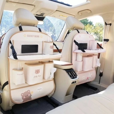 Túi lưu trữ ghế sau ô tô mới - Hình gấu hoạt hình & thỏ, hộp đa chức năng cho bàn ăn, giảm giá 17% chỉ 120.300₫ 4