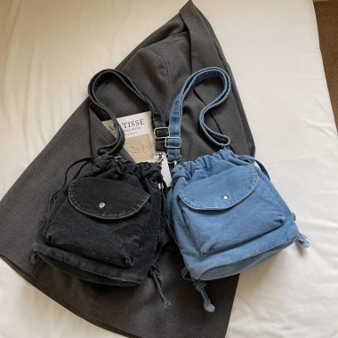 Túi Messenger Nữ Hàn Quốc Denim Xếp Ly Dây Rút Thời Trang Đơn Giản Giá 287k