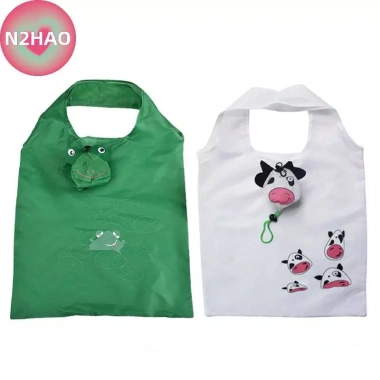 Túi Mua Sắm Động Vật Dễ Thương N2HAO Gập Lại Dung Tích Lớn Tote Tái Sử Dụng