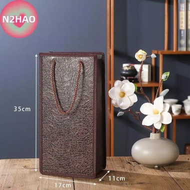 Túi quà tặng rượu vang N2HAO - Da chống rò rỉ, dây rút, tay cầm, tái sử dụng, du lịch, Giáng sinh - 73,548 VND