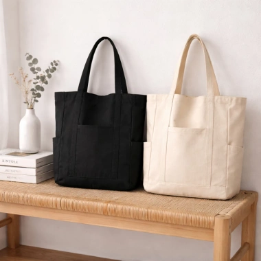 Túi Tote Canvas Khóa Miệng, Ngăn Phụ, Đeo Vai Thời Trang Đựng A4 & Laptop - 79k 5