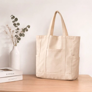 Túi Tote Canvas Khóa Miệng, Ngăn Phụ, Đeo Vai Thời Trang Đựng A4 & Laptop - 79k 7