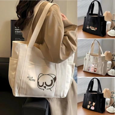 Túi Tote Canvas Khóa Miệng Ngăn Phụ Thời Trang Hàn Quốc Đựng A4 Laptop - 79.000đ