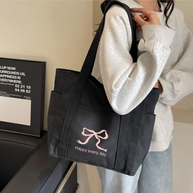 Túi Tote Canvas Khóa Miệng Ngăn Phụ Thời Trang Hàn Quốc Đựng A4 Laptop - 79.000đ
