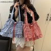 Túi Tote Cotton kẻ sọc xinh xắn, xếp nếp dung tích lớn, túi đeo vai thời trang nữ - Quà tặng lý tưởng