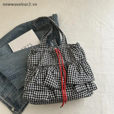 Túi Tote Cotton kẻ sọc xinh xắn, xếp nếp dung tích lớn, túi đeo vai thời trang nữ - Quà tặng lý tưởng 10