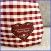 Túi vải canvas đỏ trắng ca rô - Ví mua sắm dây đeo vai điều chỉnh, quà Valentine bé gái 3