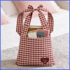 Túi vải canvas đỏ trắng ca rô - Ví mua sắm dây đeo vai điều chỉnh, quà Valentine bé gái 9