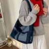 Túi Vải Denim Nữ Retro Khâu Nhật Bản Tote Đeo Vai Phong Cách Học Sinh Đại Học 2