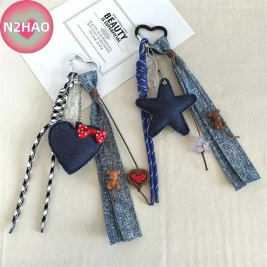 Túi xách denim thời trang hình trái tim, ngôi sao, cánh dệt, dây móc khóa mặt, dây chuyền mát mẻ – Giá ưu đãi 92.620₫
