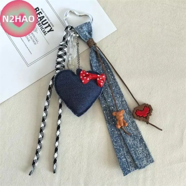 Túi xách denim thời trang hình trái tim, ngôi sao, cánh dệt, dây móc khóa mặt, dây chuyền mát mẻ – Giá ưu đãi 92.620₫