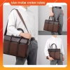 Túi xách nam da bò Saffiano công sở FSD.WG - Cặp laptop chính hãng, màu nâu-đen