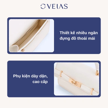 Túi xách tay nữ Velas đeo chéo đen trắng - Sang chảnh, giá ưu đãi 499k, quà tặng mẹ bạn thân 9