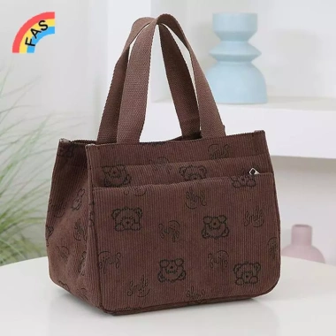 Túi xách vải nhung hoạt hình dễ thương đa năng cho nhân viên văn phòng – Tote Bento VN, phù hợp bữa trưa 2
