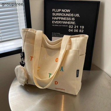 Túi xách vải thêu GroupTree tote, dung tích lớn, cho nữ bé gái - 140.076 VND