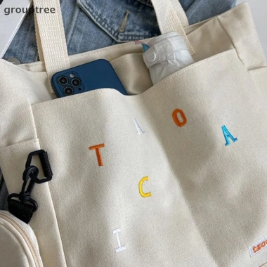 Túi xách vải thêu GroupTree tote, dung tích lớn, cho nữ bé gái - 140.076 VND 4