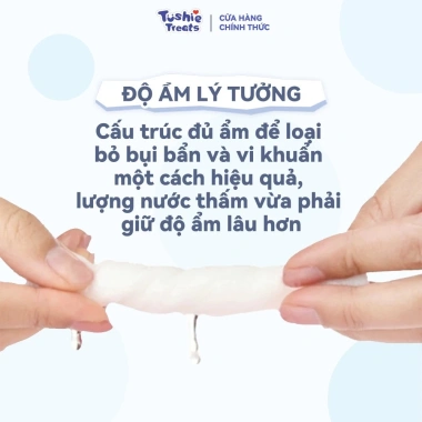 Tushie Treats Khăn ướt mini 5 bịch 50 gói 10 rút - Không mùi, không hóa chất, tiện dụng, giá 161.000₫
