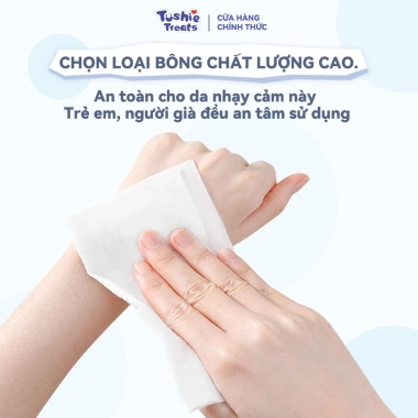 Tushie Treats Khăn ướt mini 5 bịch 50 gói 10 rút - Không mùi, không hóa chất, tiện dụng, giá 161.000₫