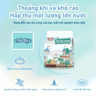 Tushie Treats Tã Thứ Cưng 12 Miếng - Thấm Hút Tốt, Dùng Được Cún Đực Cái, Size XXS-XL, Giá 37.000₫