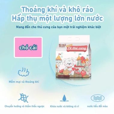Tushie Treats Tã Thứ Cưng 12 Miếng - Thấm Hút Tốt, Dùng Được Cún Đực Cái, Size XXS-XL, Giá 37.000₫