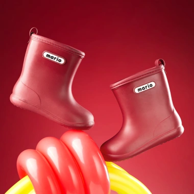 Ủng đi mưa Mario Burgundy bé gái - Giày bốt EVA cao su đồng nhất, êm chân nhẹ 2