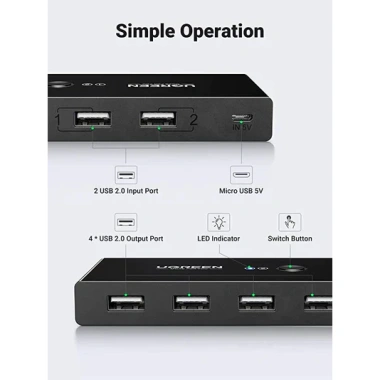 USB KVM Switch Ugreen US216 2 Máy Tính Chia 4 Thiết Bị (Chuột, Phím, Máy In) - Bảo hành 18 Tháng - Giá chỉ 350.000₫ 5 USB KVM Switch Ugreen US216 2 Máy Tính Chia 4 Thiết Bị (Chuột, Phím, Máy In) - Bảo hành 18 Tháng - Giá chỉ 350.000₫ 5