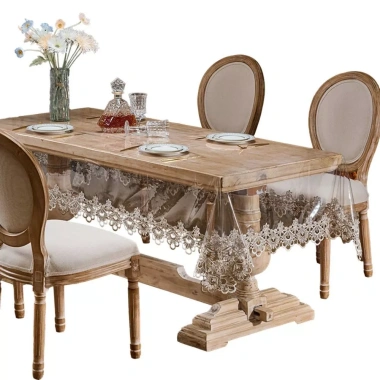 Vải bàn ăn ROLY - Khăn ren thêu trong suốt, tấm chạy bàn kính mềm, chống dầu, chống thấm nước - Giá ưu đãi 197.424₫