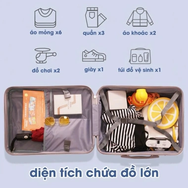 Vali xe đẩy 20 inch 2in1 - Đai an toàn 5 điểm, đệm ngồi, BH 3 năm - 2.35 triệu