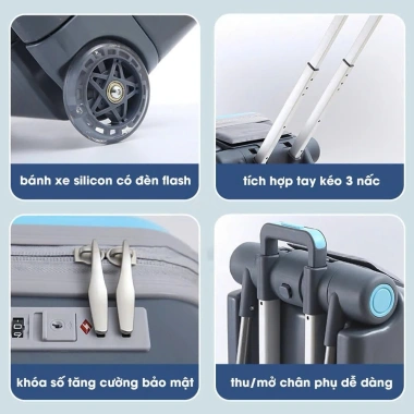 Vali xe đẩy 20 inch 2in1 - Đai an toàn 5 điểm, đệm ngồi, BH 3 năm - 2.35 triệu 9 Vali xe đẩy 20 inch 2in1 - Đai an toàn 5 điểm, đệm ngồi, BH 3 năm - 2.35 triệu 9
