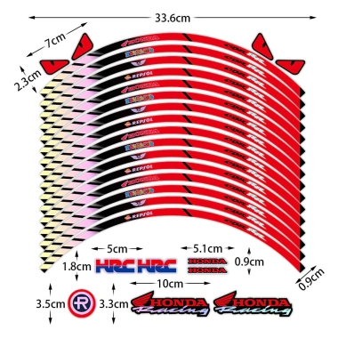 Vành phản quang 17-18 inch Hub Motorsport RR Laser Decal cho Honda CBR, Wave 8 Vành phản quang 17-18 inch Hub Motorsport RR Laser Decal cho Honda CBR, Wave 8