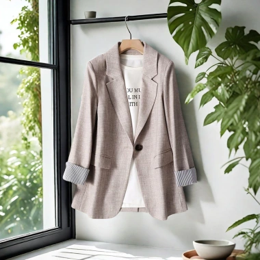 Váy Áo Khoác Văn Phòng Nữ Dài Tay Đóng Cúc Trước - Thanh Lịch, Thích Hợp Đi Mua Sắm 9