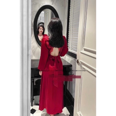 Váy choàng ngủ lụa dài hở ngực ren viền siêu sexy Loại 1 - MocMien cao cấp Xíu Sleepwear 3